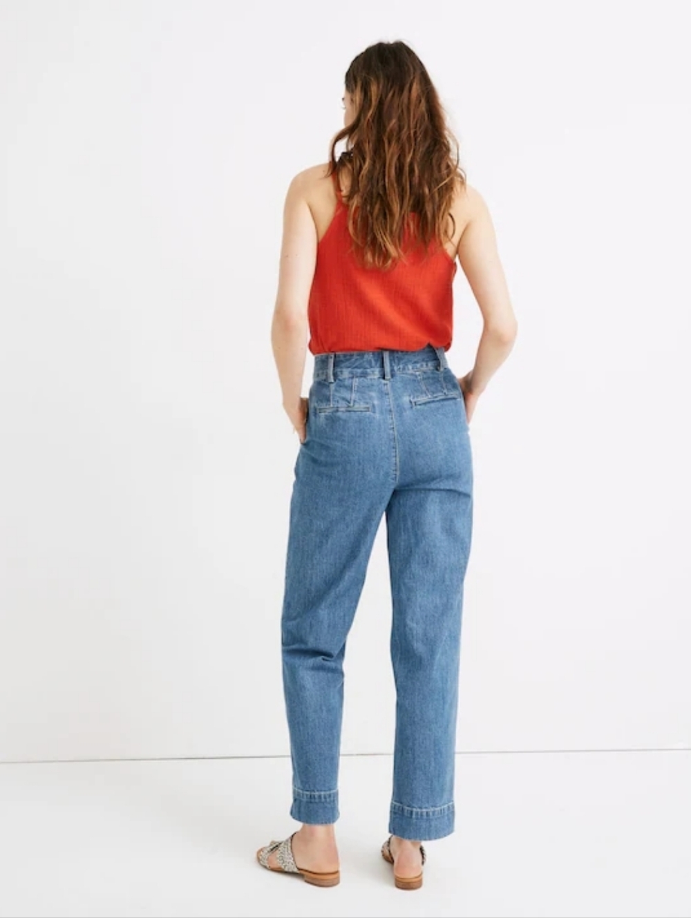 Madewell Pleated Taper Wide-Leg Jeans Nichols Wash 6 - Picture 3 of 12